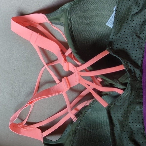 Victoria's Secret Victoria Sport Strappy Sports Bra 34B Green Peachy Purple - Picture 6 of 10